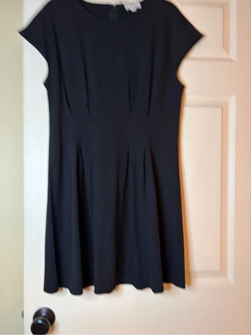 LOFT Classic Black Cap-Sleeve Fit & Flare Dress - Picture 1 of 3